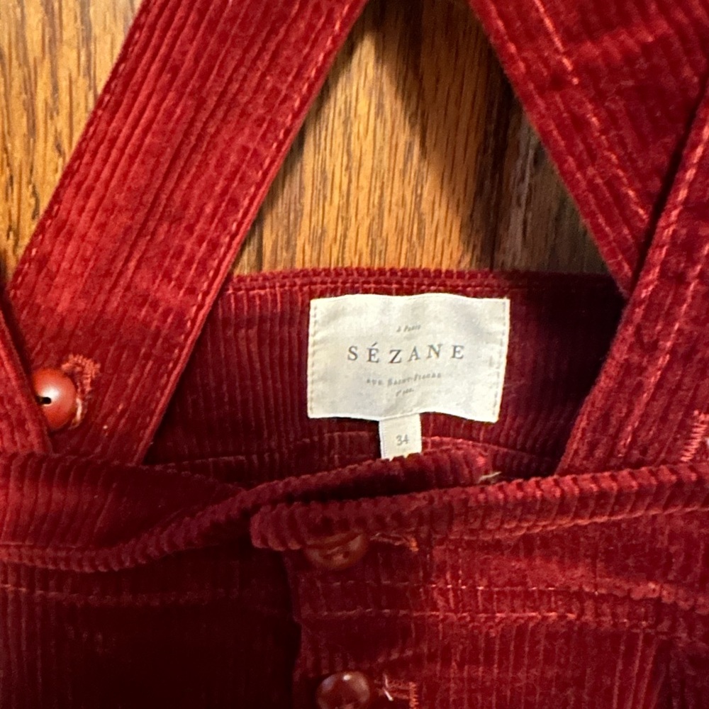 Sézane Etienne burgundy corduroy pants with suspenders Size 34 / US 2 - Picture 2 of 6